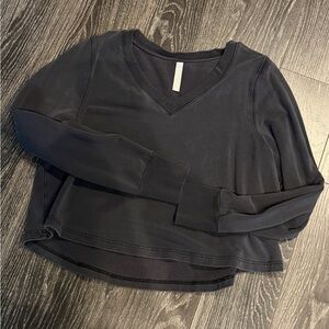 Athleta Black V-Neck Long Sleeve Top